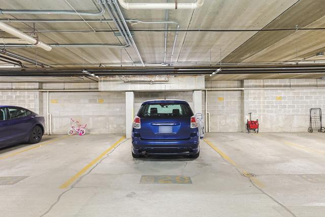 parking deck with concrete block wall