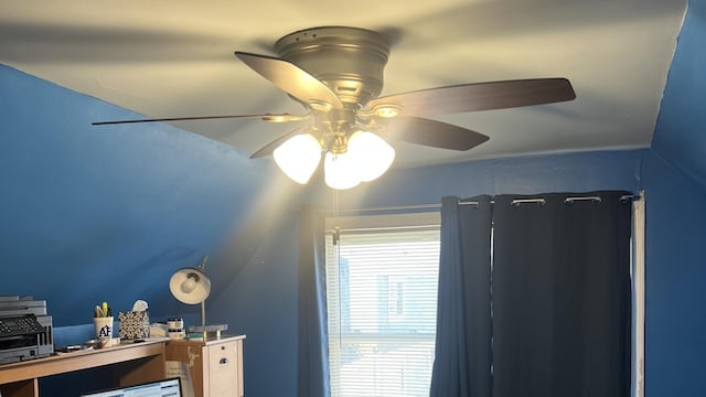 interior space featuring ceiling fan