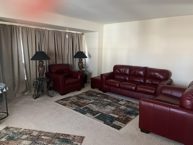 living area with carpet