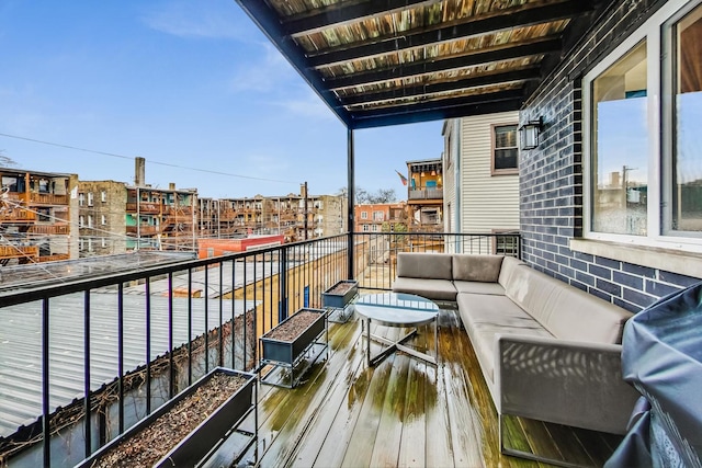 balcony featuring an outdoor living space