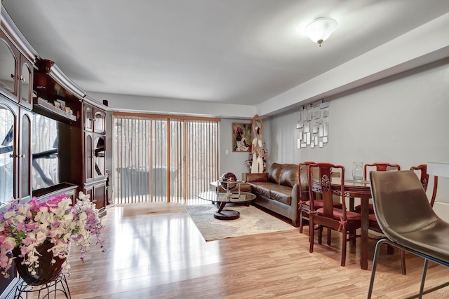 living room featuring light wood-style floors