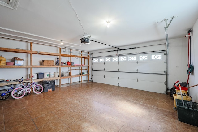 garage with a garage door opener