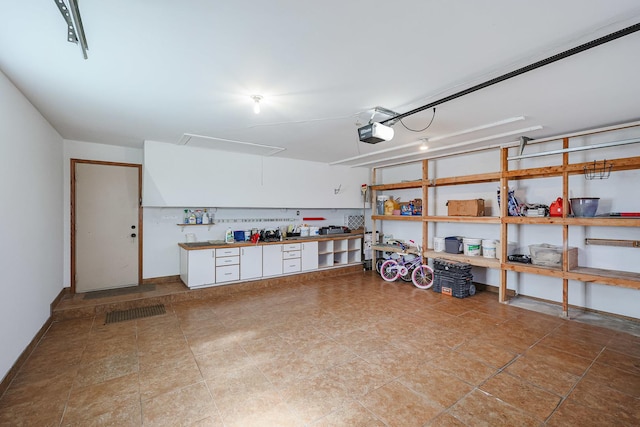 garage with a garage door opener