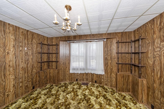 619 Lincoln St, Minonk, IL 61760 - interior space with wooden walls and an inviting chandelier