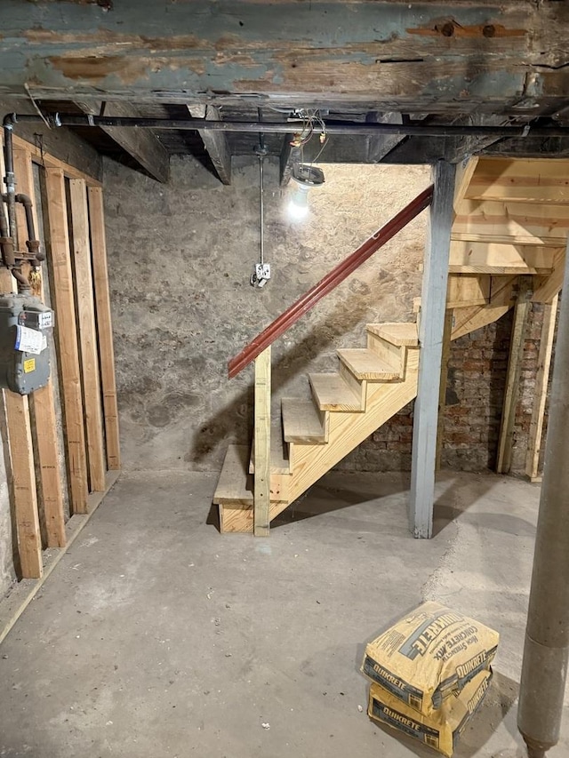 view of unfinished basement