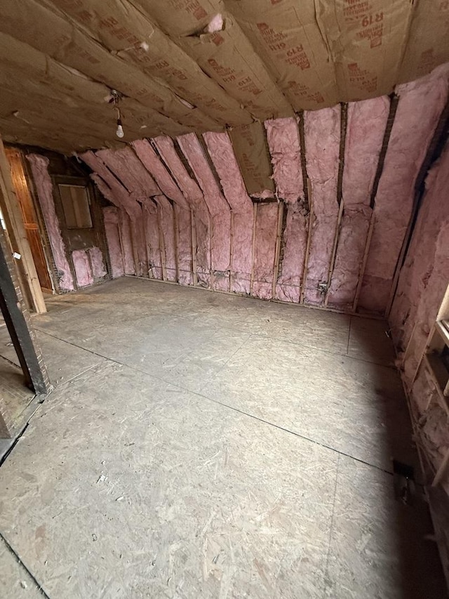 view of unfinished attic