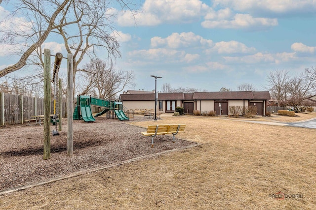 communal playground with fence