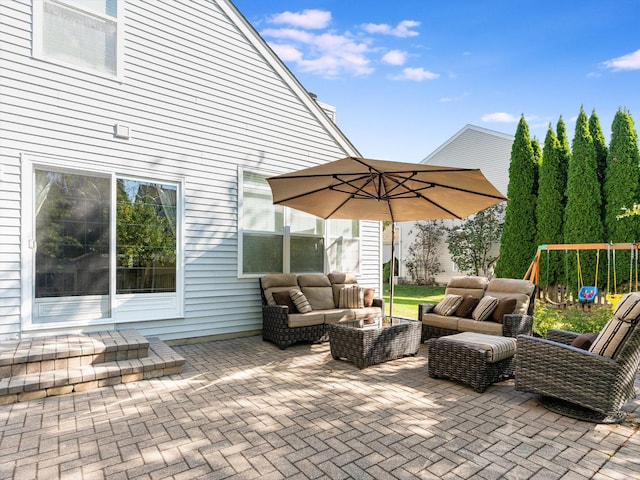 view of patio with an outdoor living space