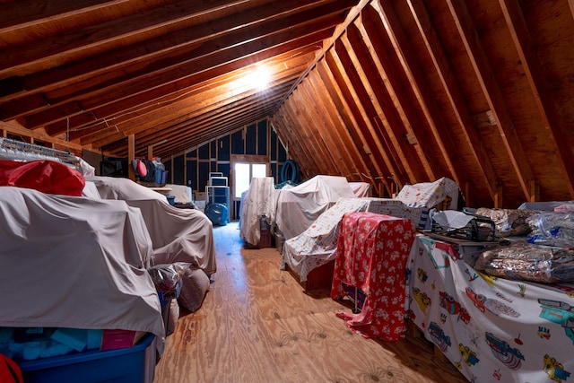 view of unfinished attic