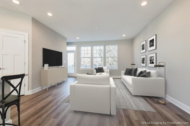 124 E Main St Unit 2-3, Cary, IL 60013 - living area featuring wood finished floors, baseboards, and recessed lighting