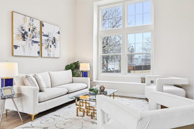 living room featuring plenty of natural light and wood finished floors