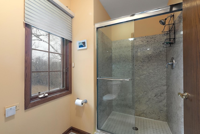 full bathroom featuring a shower stall