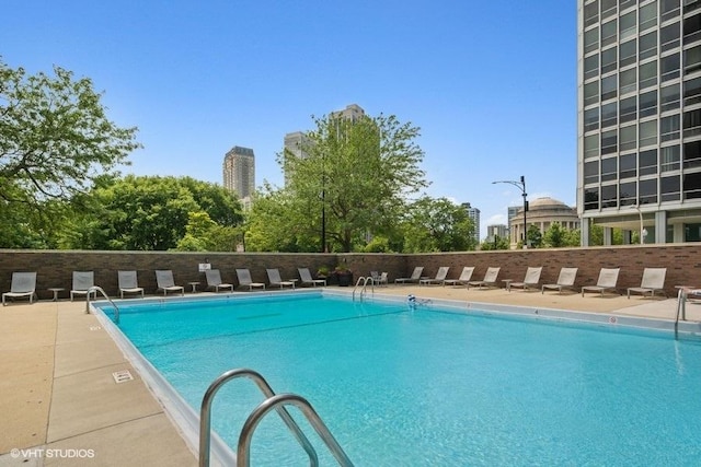 community pool with a view of city