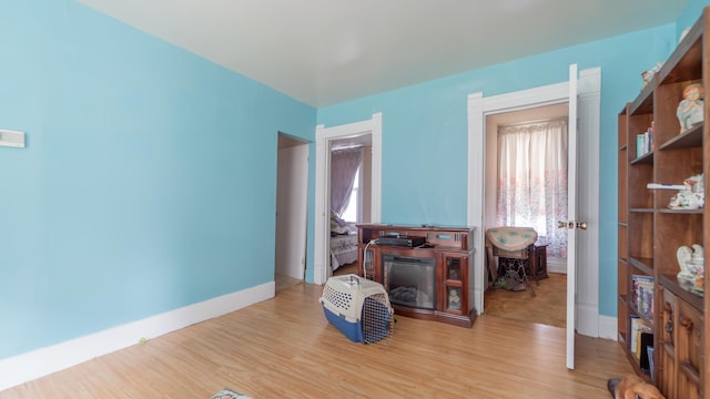 miscellaneous room featuring a wealth of natural light, baseboards, and wood finished floors