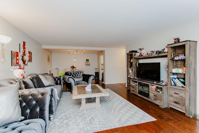 living room with wood finished floors