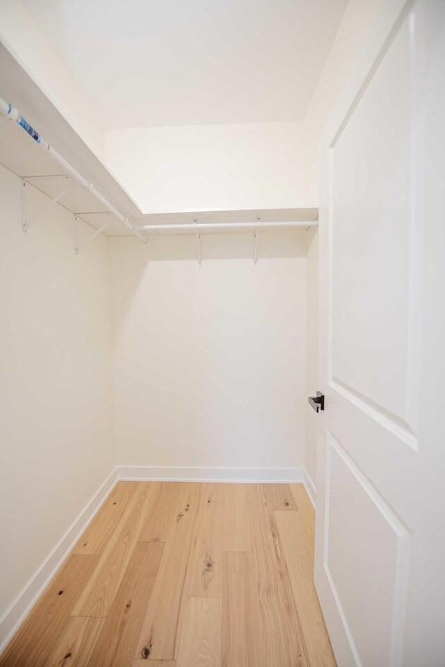 spacious closet featuring light wood-style flooring