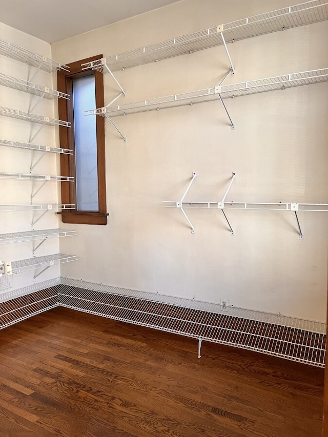 walk in closet featuring wood finished floors