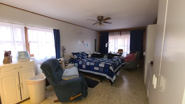 bedroom featuring a ceiling fan