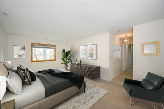 spare room featuring baseboards and light carpet