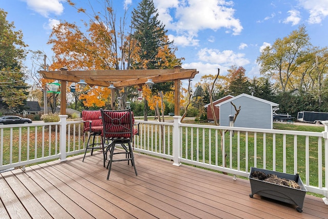 deck with a lawn