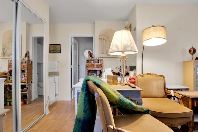 living area featuring light wood-type flooring