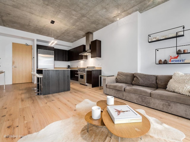 living area with light wood-style flooring