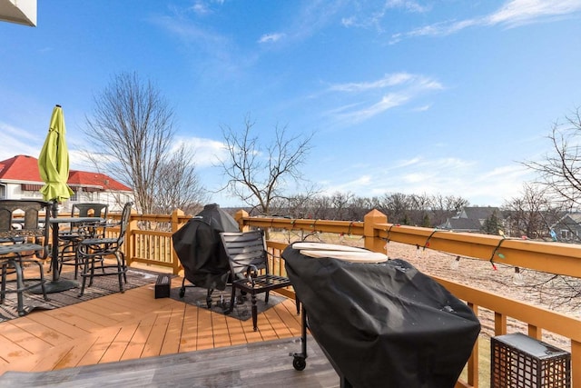 deck featuring area for grilling