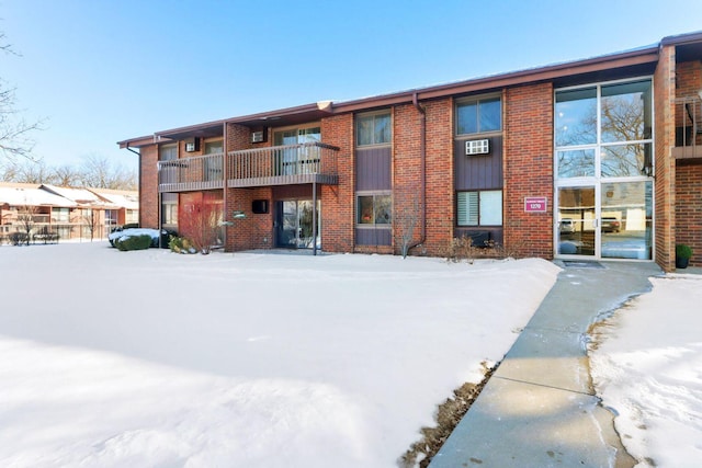 view of snow covered building