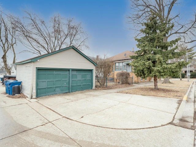 view of detached garage