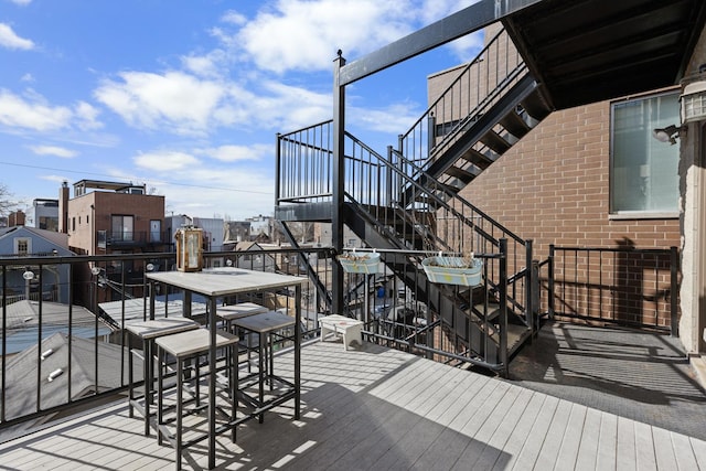 wooden terrace with stairs