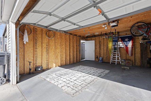 garage with a garage door opener