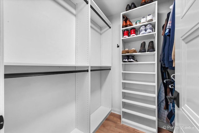 spacious closet featuring wood finished floors