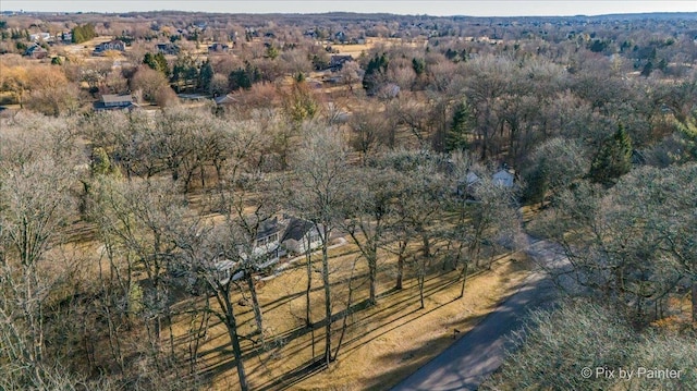 birds eye view of property with a forest view