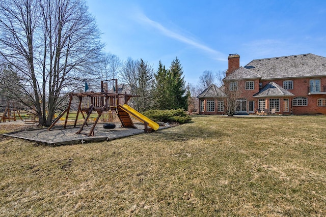 view of yard with a playground