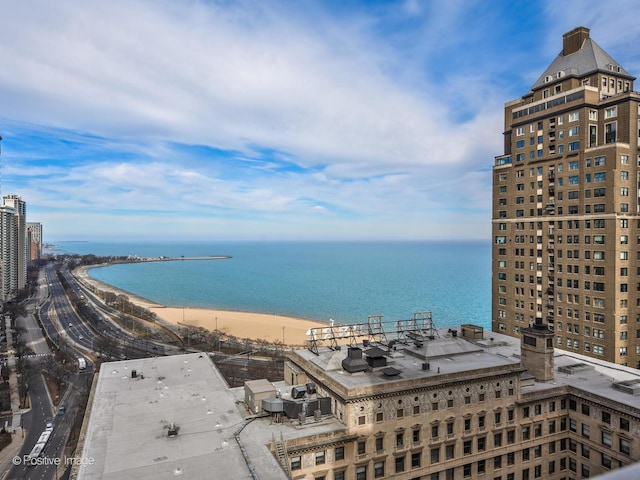 water view featuring a beach view