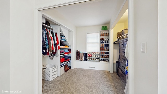 walk in closet with carpet flooring and visible vents