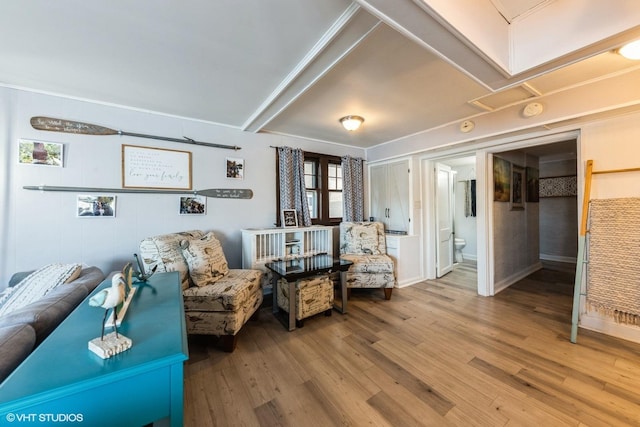 living area with wood finished floors