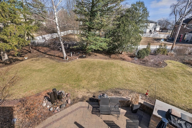 view of yard with a patio and fence