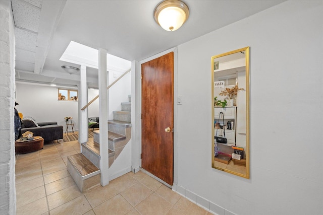 interior space featuring tile patterned flooring