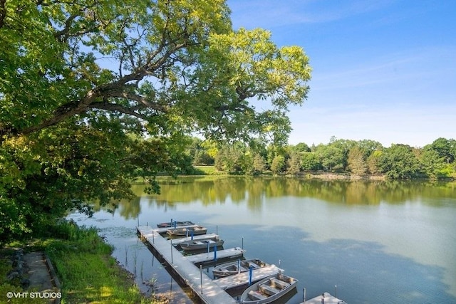 view of dock featuring a water view