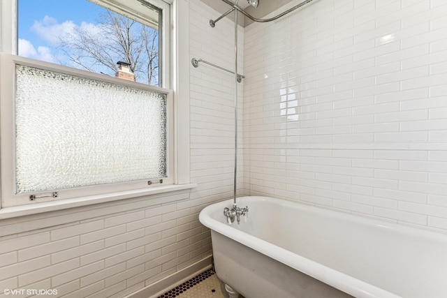 full bathroom featuring a freestanding tub