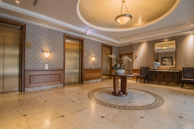 1322 S Prairie Ave Unit 1413, Chicago, IL 60605 - community lobby with ornamental molding, wallpapered walls, and recessed lighting