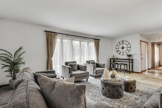 living area with baseboards