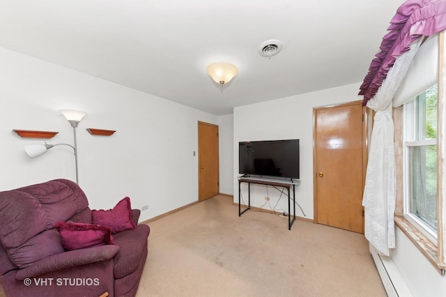 6938 W Jonquil Ter, Niles, IL 60714 - carpeted living area with baseboard heating and baseboards