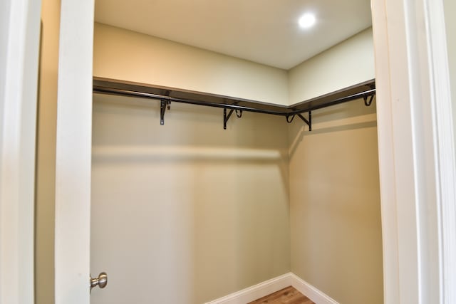 walk in closet featuring wood finished floors