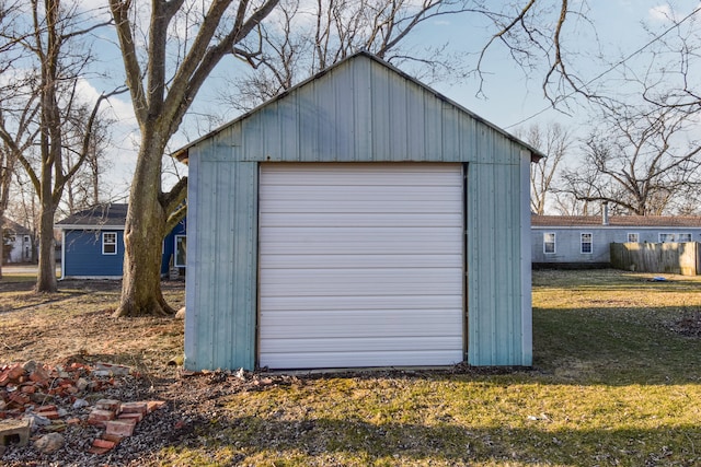 view of detached garage