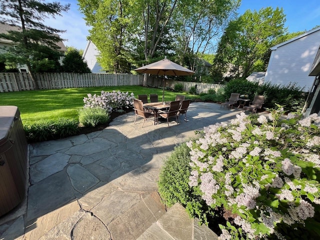 view of patio with a fenced backyard