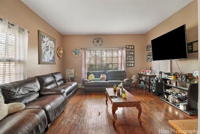 living area featuring hardwood / wood-style floors