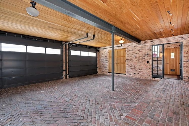 garage with wood ceiling