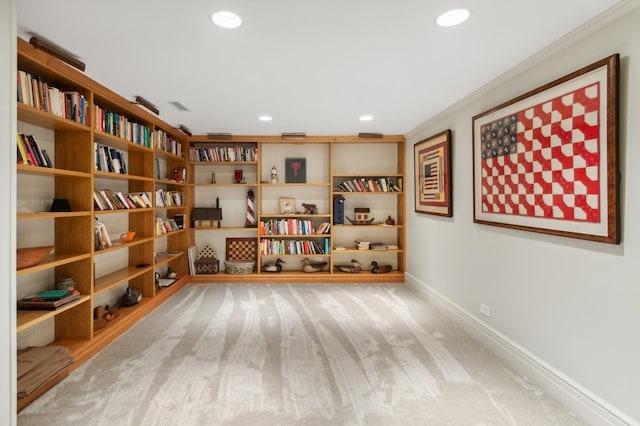 unfurnished room featuring recessed lighting, baseboards, and carpet floors